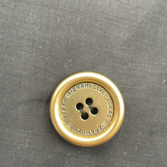 ISAAC MIZRAHI Live! Black Trench Coat Polka Dot Lining Gold Hardware FREE SHIP - Picture 5 of 9